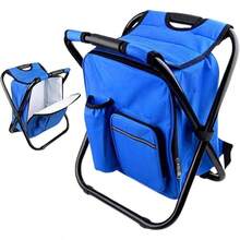 Folding Chairs Outside, Outdoor Folding Chair, Backpack Cooler Bag Camping Recliner Hiking Fishing Mountaineering Picnic Beach Garden Porch Balcony Backyard Festival Patio Park - Azul - Ver 10