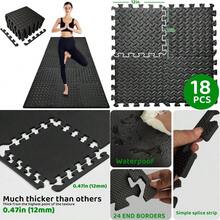 3x6 Feet Interlocking Foam Floor Mats 18Pack 0.47"(12mm Thick Gym Mats For Home Workouts Exercise And Play Puzzle Tiles For Home Gym Yoga Area.
