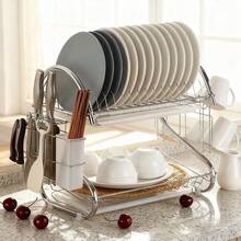 Stainless Steel Tray Rack With Removable Tray And Drip Pan - Heavy Duty Corrosion Resistant Kitchen Finish, Top And Bottom Dry Vegetable Rack With Non-Slip Feet, Space Saving, Modern Kitchen Storage Utensil Rack (Dishwasher  Tray Compatible), Sturdy Construction, Easy Assembly, Compact Small Kitchen Design, Kitchen Drain Rack, Wall Hanging Dry Vegetable Rack, Kitchen Panel Rack, Kitchen Shelf - 銀色 - 查看 9