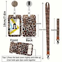 4-Piece Leopard Print Lanyard Set, Consisting Of 1 Neck Lanyard, Suitable For Cute ID Badges For Women And ID Badge Holders - 1 Retractable Badge Reel And Wrist Lanyard, Suitable For Women And Girls VCBL - 4-piece Leopard Print Set - View 6