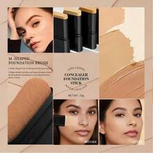 Foundation Concealer Stick, Dual-Ended With Built-In Brush, Moisturizing & Lightweight