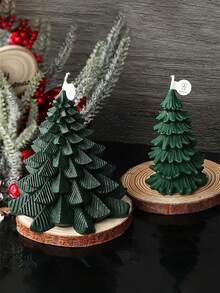 2pcs/Set 3D Christmas Tree Silicone Mold, Pine Tree Candle Mold, Christmas Tree Decor Plaster/Concrete/Resin Casting Mold, DIY Soy Wax Mold