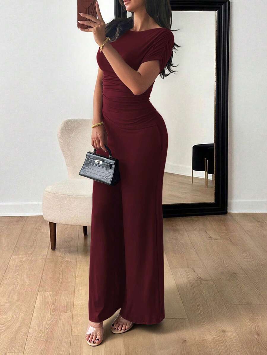 Vaiaye Women's 2-Piece Casual Elegant Solid Color Asymmetrical Hem Shaping Top, Suitable For Valentine's Day And Carnival, Paired With Solid Color Straight Pants, Suitable For Daily Wear, Holiday And Beach Vacation.