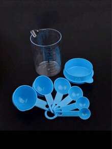 1set Measuring Cups & Spoons, Plastic Scaled Powder Scoop, Baking Measuring Spoons, Kitchen Baking Tool Set