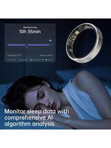 升级版智能戒指，IP68级防水，极简设计，运动模式，不锈钢材质，计步器，玫瑰金，手机控制，男女通用，礼品装，窄款戒指 - 彩色 - 查看 4