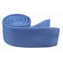 Men's Solid Color Textured Knit Skinny Ties Smart Necktie Square-Cut Finish{"Size_name":"OneSize","Color_name":"Blue"} - Multicolor18 - View 4