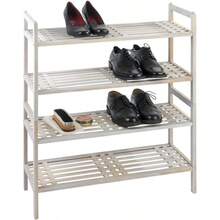 Wenko Norway 2Tier Walnut Wood Shoe Rack White Wash