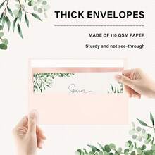 50 Pack  10 Business Envelopes, Self Seal Standard Kraft Envelopes Secure Business & Legal Mailing, Office, Checks, Letter, Invoices, 4 1/8 X 9 1/2 Inches - 腮紅粉色配玫瑰金箔 - 查看 3