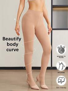 1 PC Women's 600D Apricot Tights ,Minimalist Velvet Nude Pantyhose(Suitable For 15-25 °C), Cozy - Apricot - View 19