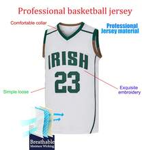 ST John's Shamrocks IRISH James Men's Basketball Jersey From St. Vincent And St. Mary's High School Auction In Ohio 23, White Elastic Fabric - Loose Fit Sleeveless VNeck Tank Top, Letter Embroidery, Suitable For Basketball, Sports, Running