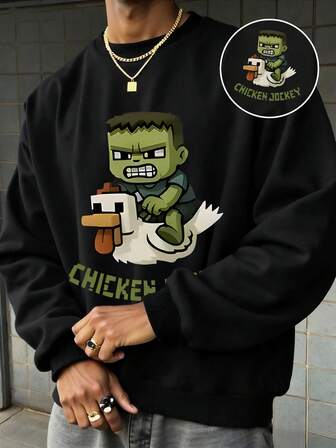 青少年男孩春秋动漫字母图案印花圆领卫衣，男孩拼色圆领卫衣，适合男孩和女孩穿着，适合日常穿着、郊游、派对、上学、参加音乐节、度假、通勤。可作为礼物送给家人、男朋友、女朋友、朋友