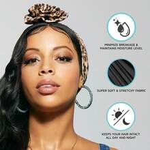 Kiss Colors & Care Soft Satin Hair Wrap Scarf (3-Pack) - Black, 60" XL, Adult Female Hats