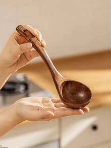 1 件长柄木汤勺、烹饪勺、日式米饭/面条勺 - 棕色 - 查看 7