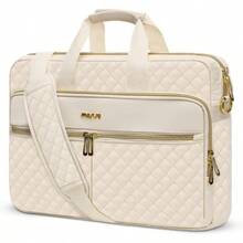 15 - 15.6 Inch Laptop Bag, Briefcase WomenMen, 16 Inch Square Quilted Computer Messenger Bag Office Travel Business With 3 PocketsStrap, Pink - 16 inch + Màu be - Xem 1