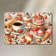 2D Flat, Vintage Dessert Cafe Tin Sign - Retro Pastel Colors (Pink, Blue, Golden, Brown) - Cake, Ice, Macarons, Tarts - Decor For Home, Bakery, Cafe - 8x12 Inch (20x30cm) - / Wedding/ Anniversary Gift For & - Nostalgic French Patisserie Poster - 1pc - 查看 7