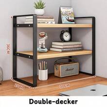 Iron Office Desk Storage Rack - Compact Multi-Tier Shelving Unit For Office Supplies, Books, And Decor - Rectangular Design With Minimalist Aesthetics - 白色雙層 - 查看 6