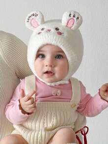 1 件婴儿可爱毛茸茸耳罩冬帽，刺绣字母和卡通动物图案，防风保暖毛绒耳罩帽 - 貓耳朵lovely cat - 查看 2