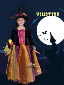 Disfraz Niña Brujita Halloween para Bebe y Nña, Hermoso Vestido Día de muertos Halloween, Festividad, Noche de Halloween - Multicolor - Ver 2