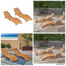Set of 2 Lisbon Outdoor Folding Chaise Lounge Chair - Amarillo natural - Ver 1