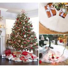 90cm Falda para rbol de Navidad de Piel sinttica, Falda de Felpa Verde para Decorar el rbol de Navidad y Fiestas navideas - 90cm + Blanco - Ver 6