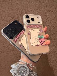 1 pieza Funda de teléfono de Body completo de TPU a prueba de golpes con patrón de animales cartoon sumivara bebiendo bebida de burbujas, estrella sonriente y corazón, para amantes de lo lindo Funda Para iPhone 17/16/15/14/13/12/11/plus/pro/promax/Air,Galaxy S25/S24/S23/S22/S21/FE/Plus/UltraSerie resistente al agua, a caídas y a arañazos,regalos para mujeres y hombres,envío nacional - Negro - Ver 2