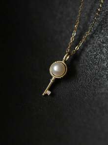 GAGAFEEL 1 Stück S925 Sterling Silber überzogene Damen elegante zierliche Schlüssel Anhänger Halskette Schmuckgeschenk