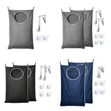 1/2pcs Large Capacity Hanging Dirty Clothes Laundry Bag, Snowflake Oxford Cloth Big Size With Wide Opening And Bottom Zipper, Multi-Functional Storage For Home, School, Office, Comes With 2 Stainless Steel Door Hooks And 2 Adhesive Wall Hooks - Multicolor - View 2