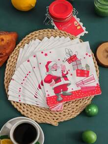 20pcs Christmas Napkins, Santa Claus Christmas Paper Napkins, Christmas Napkins, Holiday Napkins, Christmas Cocktail Napkins, Christmas Disposable Napkins, Christmas Dinner Napkins - Multicolor - View 2