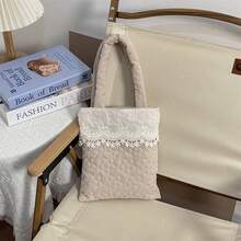 Women's Lace Patchwork Handbag Fashionable Versatile Mini Floral Purses For Daily Life, Work, Travel - 米色 - 查看 5