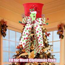 1pc Classic Christmas Tree Topper Hat, Velvet Red With Cute Bow Decor, Ribbon Christmas Tree Topper, Suitable For Home, Office, Christmas Tree Decoration, Holiday Party (Christmas, New Year, Winter) - Easy To Assemble, Durable And Multipurpose, Fits Modern Or Traditional Holiday Tree Topper. Merry Christmas! Christmas Decorations Home Christmas Gifts Christmas Decor - Red Elderly Model - View 9