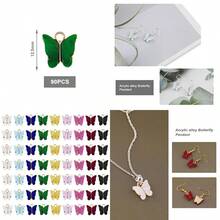 90Pcs Butterfly Charms Acrylic Butterfly Pendant Colorful Butterfly Shape Charms Decorative Accessories For DIY Making Handmade Jewellery Earrings Bracelets