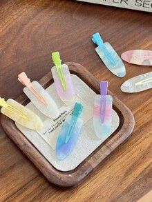 1pc Sweet Young Girl Iridescent Mermaid Girl With Invisible Hair Clip - Simple And Cute Hair Accessory, Claw Clips - Multicolor - View 10