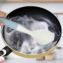 Healeved Cepillo De Lavado De Trastes De Silicona con Mango Largo No Se Adhiere Al Aceite Cepillo De Cocina Antideslizante para Limpiar Ollas y Sartenes Ideal para Eliminar Grasa y Suciedad - 1 - Ver 3