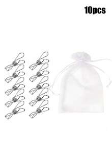 10/20/30pcs Stainless Steel Clips With 1 Storage Bag, Clothes Clips, Quilt Clips, Windproof Pants Clips, Underwear Clips, Sundries Fixing Clips, Large Clips, Storage Bags For Easy Storage, A Good Helper For Fixed Storage, Home Use And Travel Accessories, Fixed Hats, Bags, Etc., Suitable For Home Storage, Outdoor, Picnic, Camping, Travel - Multicolor - View 8