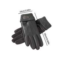 1 Pair Of Winter Men's Faux Deerskin PU Gloves, Split-Finger Design With Touch Screen Function, Both Outdoor Cold, Riding And Driving Warmth, Suitable For Winter Outdoor Scenes Snow Gloves