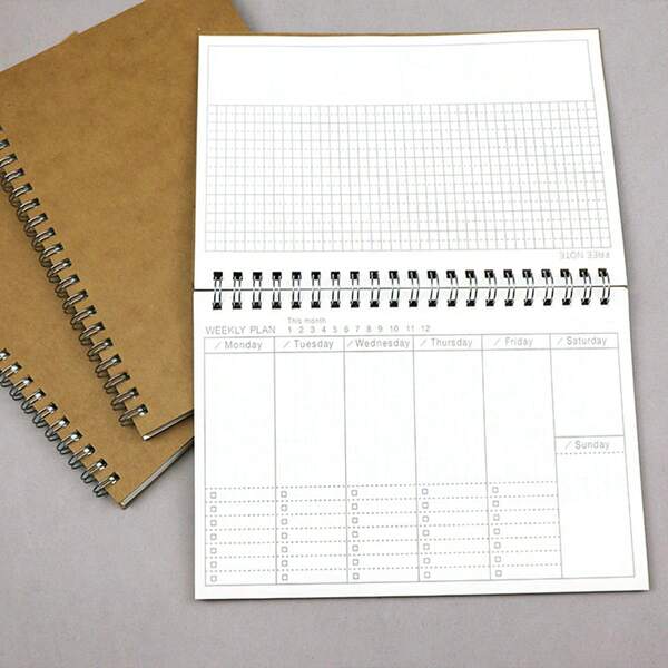 Daily Planner Notebook, English Version, Monthly & Weekly Planner, A5 Spiral Bound