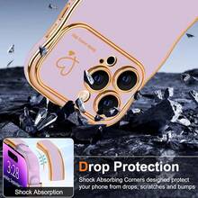For IPhone 14 Pro Max Case Wave Wavy Phone Cases With Love Heart, Luxury Plating Edge Cute Curly Shape Cover For Women Girls, Thin Slim Soft TPU Rubber Shockproof Protective Cover, Purple{"Color_name":"Purple","Size_name":"ForiPhone14ProMax-6.7inch"} - 多色16 - 查看 5