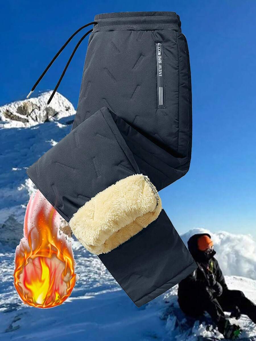 Winter Women's Plus Size Thermal Lined Straight Leg Sweatpants, Warm And Comfortable Casual Pants For Winter - 深灰色 - 查看 1