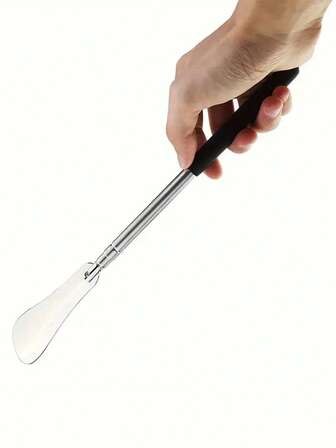 1 pieza Calzador telescópico de acero inoxidable, diseño ajustable de 3 secciones para un almacenamiento y uso de zapatos cómodo