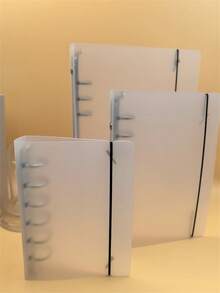 A5/A6/A7 6-Ring Matte Snap Binder, Loose-Leaf Notebook Cover, Handmade Journal, Minimalist Cover, Matte Plastic Snap, Diary, Handmade Journal Binder, Sticker Book Cover Card Holder (A5 Horizontal, 45 Sheets, 90 Pages) - Clear - View 9