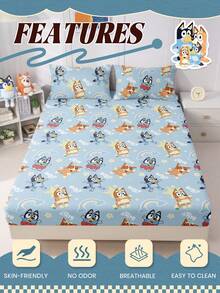 Bluey Ga trải giường in hình hoạt hình , Bộ đồ giường , Tấm bảo vệ nệm, Ga phủ giường, Ga trải giường vừa vặn, Vải dệt gia dụng thoải mái, Ga trải giường  tông màu mát mẻ, Tấm bảo vệ nệm thoáng khí chống xù lông, Mềm mại và thân thiện với da, Họa tiết cầu vồng , Ga phủ giường họa tiết hoạt hình, Bộ đồ giường cỡ Queen và King - Màu xanh nhạt - Xem 6
