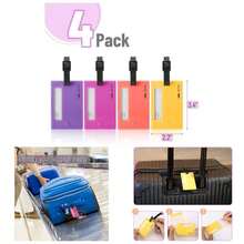 Luggage Tags - 4 Pack Colorful Tags Luggage And Suitcases - Tím, Hồng, San hô & Vàng - Xem 1
