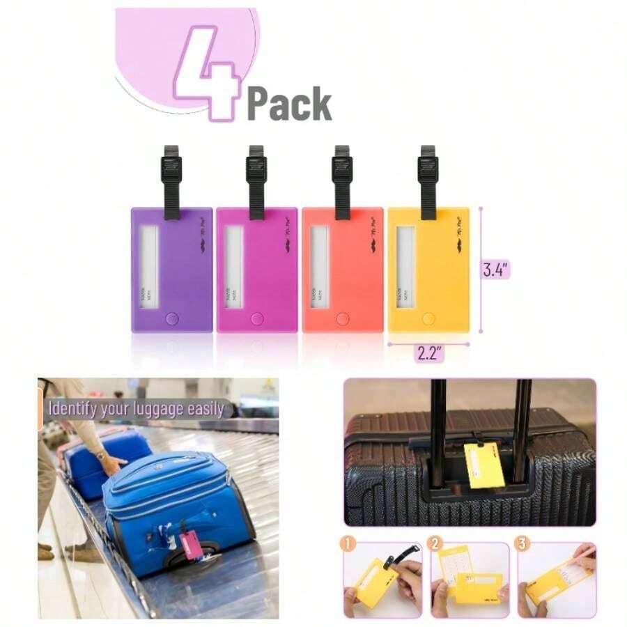 Luggage Tags - 4 Pack Colorful Tags Luggage And Suitcases - Tím, Hồng, San hô & Vàng - Xem 1