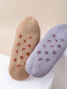 1 Pair Adult Women's Thick Thermal Lined Non- Socks, Warm Indoor Home Floor Socks With Silicone Grip, Suitable For Autumn/Winter