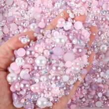 1680pcs Mixed Pearl Resin Rhinestone Flat Back Pearls 3-10mm, DIY Jewelry Craft Supplies For Phone Case, Makeup Mirror, Cup, Shoes Decoration