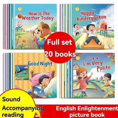 20 Books English Story Book Set (With Audio Recording) - Learning To Read Picture Books And Enlightenment Learning, Interactive Natural Phonics Course, Vocabulary Building, Teacher Learning Collection (Ages 3+), Produced By Xinguo