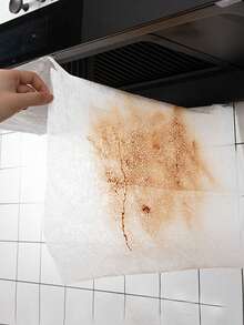 12 piezas/paquete Papel absorbente de aceite para campana extractora, filtro de grasa para capó del motor, papel antióleo, pegatina antióleo, papel antihumo blanco