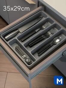 UZ Pink Black Gray Or Red Cutlery Drawer Organizer - Grey - View 3