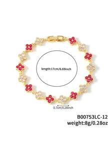 1 件彩色时尚奢华花卉锆石手链 - 橫豎連結式 - 查看 33