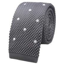 Men's Solid Color Textured Knit Skinny Ties Smart Necktie Square-Cut Finish{"Size_name":"OneSize","Color_name":"DarkGreyPolkaDot"} - 多色6 - 查看 1